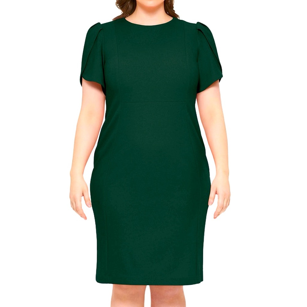 NWT Calvin Klein scuba Crepe Tulip Sleeve Sheath Dress 22W